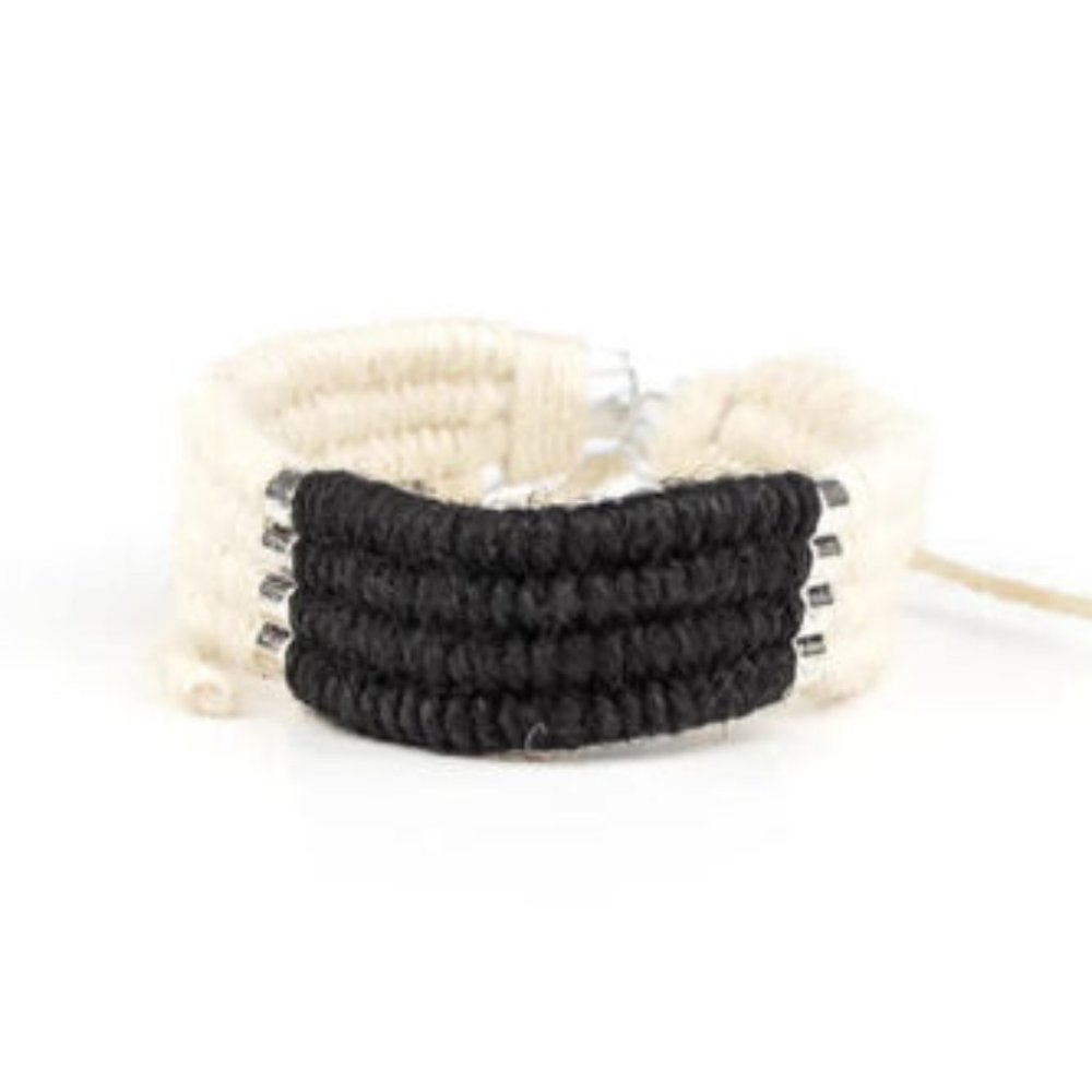 Paparazzi Hot Cross Bungee - Black - Sliding Knot Bracelet